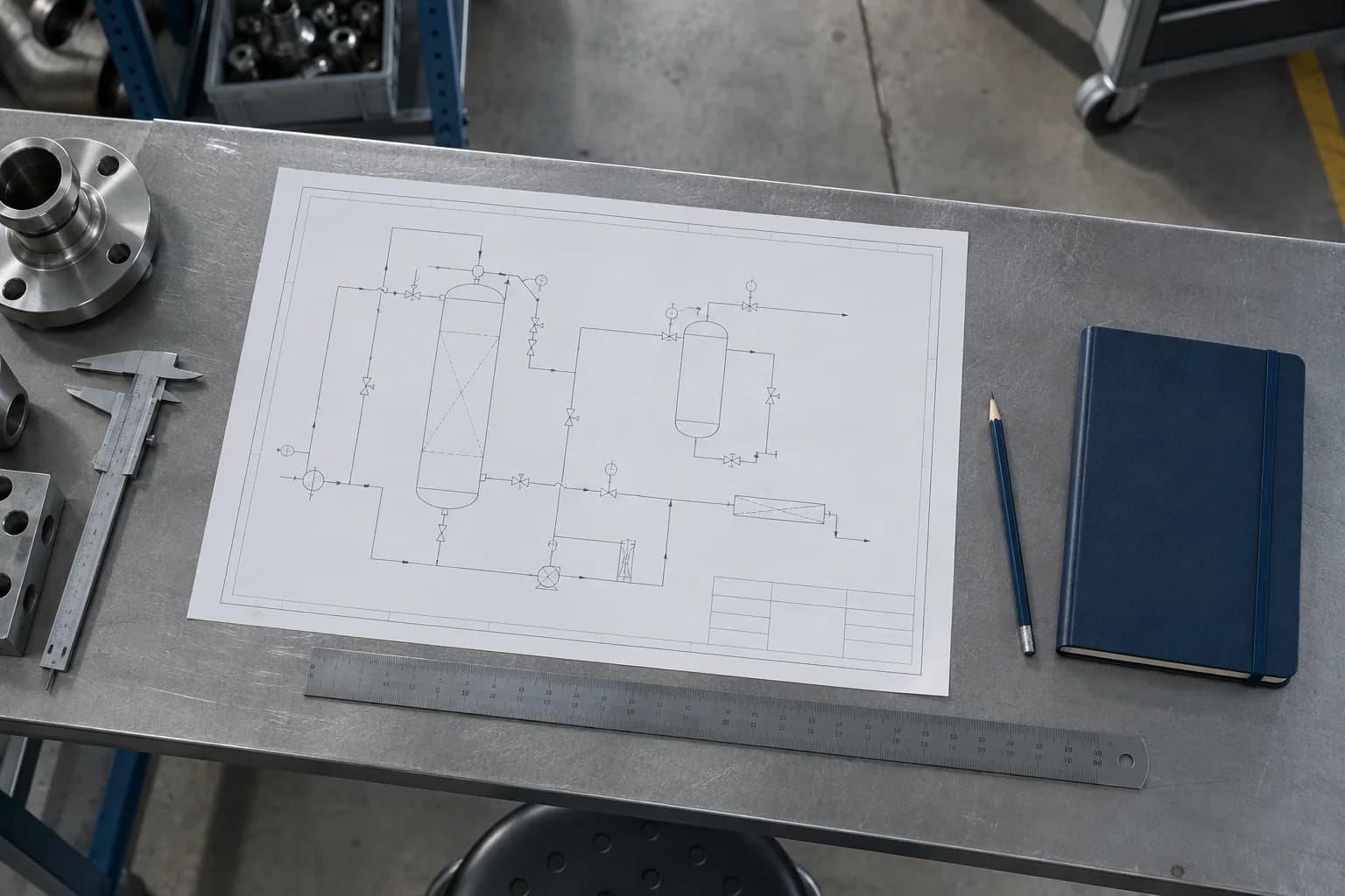 Illustration: Technische Zeichnungen und Planungswerkzeuge
